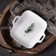 Japanese Matte Binaural Dinner Plate Nordic Square Dou-handle Baking Plate 7"