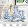 Japanese Ceramic Dinner Set Blue and White Dinnerware Set 46-Piece