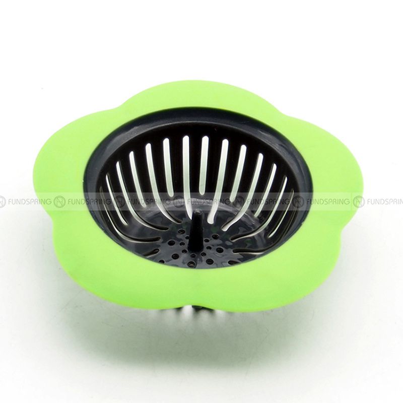 Flower-shaped Kitchen Sink Filter Sewer Floor Drain Anti-blocking Partition Green 1 Pc