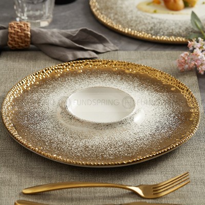 Fafartc Gypsophila Series Dinnerware Ceramic Dining Plate Flat Plate Gold-white Shallow Bowl Fafartc Gypsophila Series Dinnerware Ceramic Dining Plate Flat Plate Gold-white Shallow Bowl