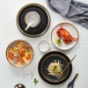 Simplicity Ceramic Tableware Black White With Gold Rim Plates Bowls