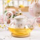 Pumpkin Teapot Set with Infuser and Warmer Ladies Pink Glass Bone China Tea Set - 10 Pcs