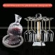 Crystal Glass Whirling Decanter with Silver and Gold Base and Wine Goblet Set