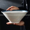 Ceramic Dinnerware Blue Trumpet Bowl Wide Mouth Bamboo Hat Bowl