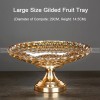 Golden Elegance: Gilded Crystal Glass Fruit Tray High-foot Serving Bowl