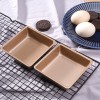 Golden Nonstick 4-Inch Square Baking Pan Bread Mold - Set of 2 Cake Plates