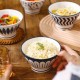 Hat-Shaped Japanese Ceramic Bowls - 5'' Underglaze Set