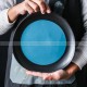 Creative Ceramic Plate Black with Blue Shallow Plate Round/Triangle Plate Platter