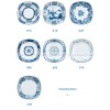 Japanese Blue and White Ceramic Square Dinner Plates 9" Set of 4