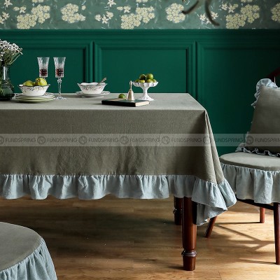 Combe Tablecloth Vintage Farmhouse Table Cover Lotus Leaf  Tablecloth Combe Tablecloth Vintage Farmhouse Table Cover Lotus Leaf  Tablecloth