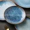 Denim Blue Dinner Plate Kiln Changed Ceramic Dinnerware Set of 4