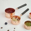 Thickened Copper Plated Baking Spoon Wooden Handle Measuring Cup Set of 4