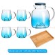 Gradient Blue Glass Kettle and Cup Set High Temperature Resistant Pitcher with Mugs