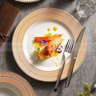 Designer Collection Tableware Weiss Series Gold-white Ceramic Dinner Plate Designer Collection Tableware Weiss Series Gold-white Ceramic Dinner Plate