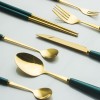 Modern Flatware Set Stainless Steel Gold Knife, Spoon, and Fork With Ceramic Handle