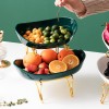 Elegant Ceramic Multi-layer Fruit and Dessert Plate for Afternoon Tea with Skewer Holder