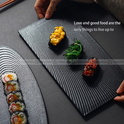 Black Frosted Ceramic Tableware Rectangular Oval/Round Flat Plate