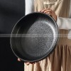 Ceramic Round Serving Bowl Wide Shallow Bowl Black Matte Bowl