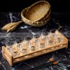 Carved Glass Tumbler Household Wine Glass Spirit Glass Set with Cup Rack