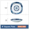 Japanese Blue and White Ceramic Square Dinner Plates 8" Set of 4