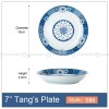 Japanese Blue and White Ceramic Deep Plates Pasta Bowl 7" Set of 4