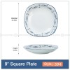 Japanese Blue and White Ceramic Square Dinner Plates 9" Set of 4