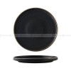 Ceramic Round Plate With Golden Edge Frosted Black Plates Flat Plates