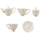 Bone China Coffee and Tea Set Gold Gilded Elegant Grey and Gold Infinite Grid - 15 Pieces