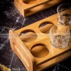 Carved Glass Tumbler Household Wine Glass Spirit Glass Set with Cup Rack