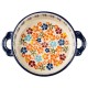 Under Glazed Flowers Rectangle Bakeware Round Baking Bowl With Handle