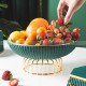 Elk Head Decorated Vertical Grain Green Ceramic Fruit Bowl Snack Tray