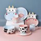 Cute Cartoon Ceramic Tableware Set of 5 Adorable Cow Dinnerware for Children