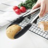 Food Clips Stainless Steel Bread Food Tongs Outdoor BBQ Tools with Pad