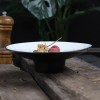 Japanese Ceramic Serving Plate High-foot Plate Matte Black Platter