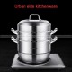 304 Stainless Steel Large Soup Pot 3-layer Big Capacity Steamer