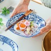 Japanese Blue and White Ceramic Square Dinner Plates 8" Set of 4