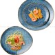 Denim Blue Dinner Plate Kiln Changed Ceramic Dinnerware Set of 4