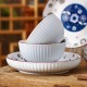 Japanese Vertical Pattern Ceramic Dinnerware Collection - Set of 18 Pieces