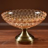 Golden Elegance: Gilded Crystal Glass Fruit Tray High-foot Serving Bowl