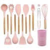 Sophisticated Silicone Kitchenware Set with Wooden Handles for Culinary Excellence