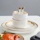 Simplicity Ceramic Tableware Black White With Gold Rim Plates Bowls