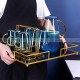 Blue Haze Elegance: Glass Pitcher & Tumbler Set with Stylish Tray