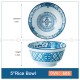 Blue and White Ceramic Bowl Under Glazed Bowl Japan Style 5" Set of 4