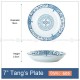 Japanese Blue and White Ceramic Deep Plates Pasta Bowl 7" Set of 4