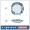 Japanese Blue and White Ceramic Square Dinner Plates 8" Set of 4