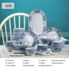 Japanese Ceramic Dinner Set Blue and White Dinnerware Set 46-Piece