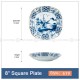 Japanese Blue and White Ceramic Square Dinner Plates 8" Set of 4