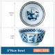 Blue and White Ceramic Bowl Under Glazed Bowl Japan Style 5" Set of 4