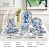 Japanese Ceramic Dinner Set Blue and White Dinnerware Set 46-Piece