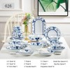 Japanese Ceramic Dinner Set Blue and White Dinnerware Set 46-Piece